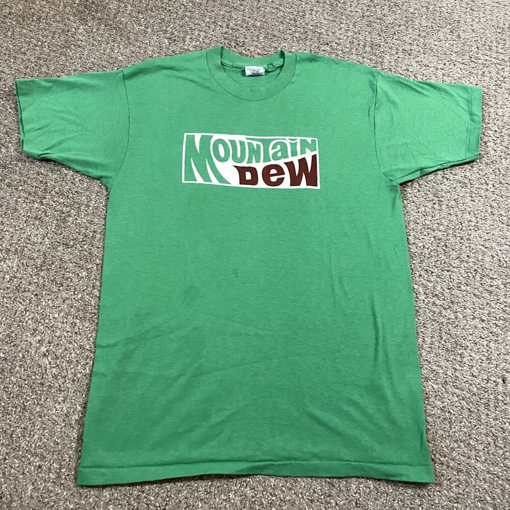 Vintage Mountain Dew Shirt Mens L Promo 80s Single Stitch Soda Retro Green